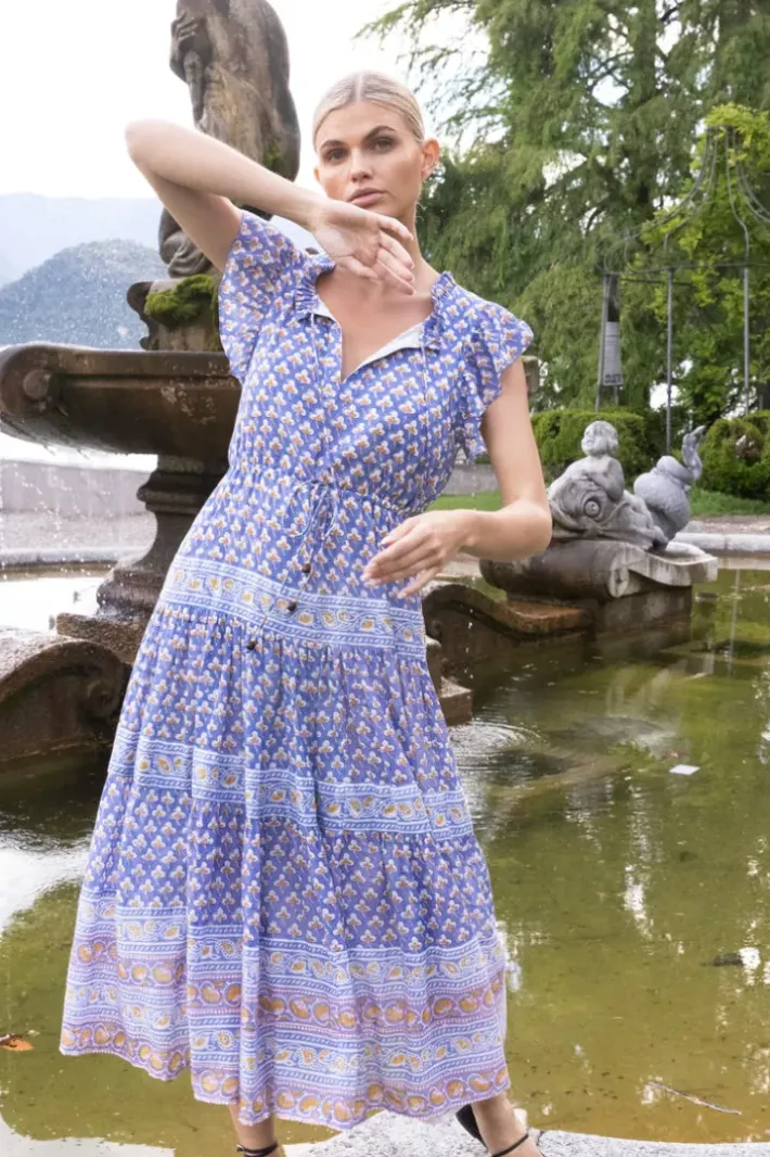 Clearance Cinched Flirty Midi- Clover Blue Midis
