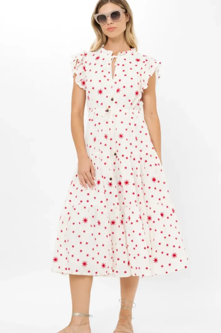 New Cinched Flirty Midi- Ellsworth Red Midis|Dresses