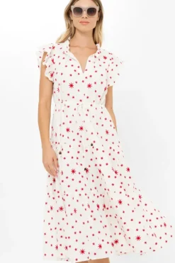 New Cinched Flirty Midi- Ellsworth Red Midis|Dresses
