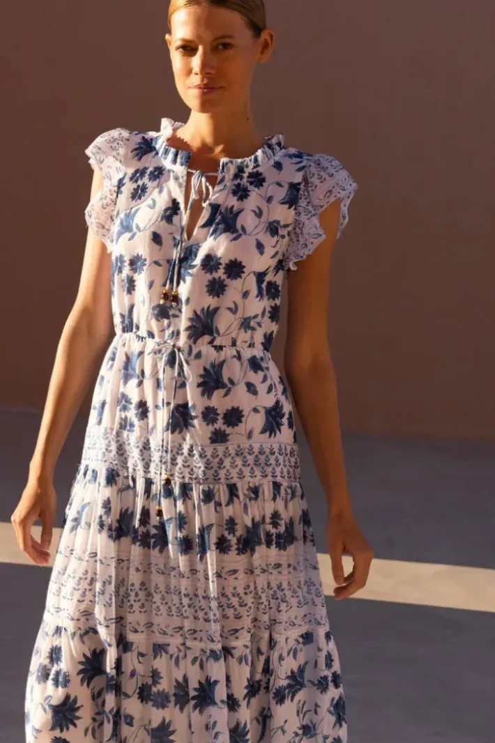 New Cinched Flirty Midi- Marion Blue Dresses