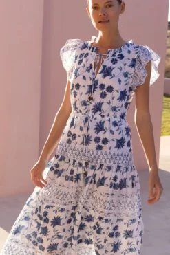 New Cinched Flirty Midi- Marion Blue Dresses