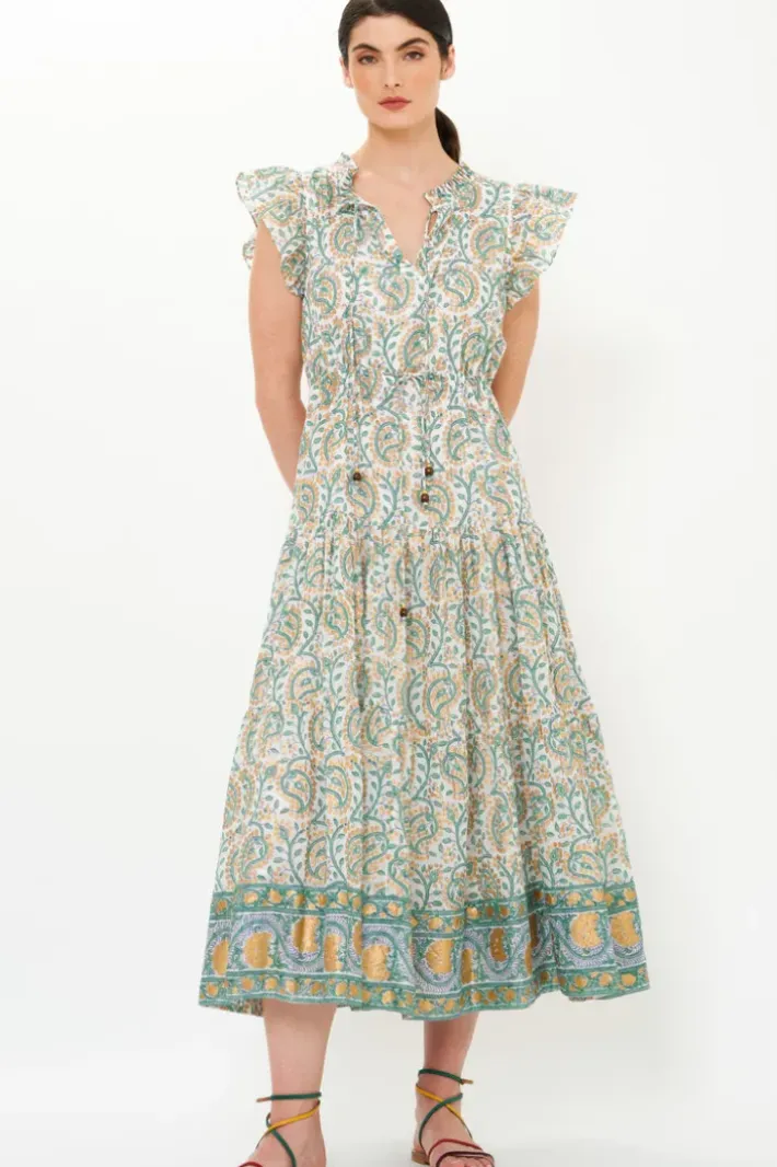 New Cinched Flirty Midi- Marseille Green Midis|Dresses