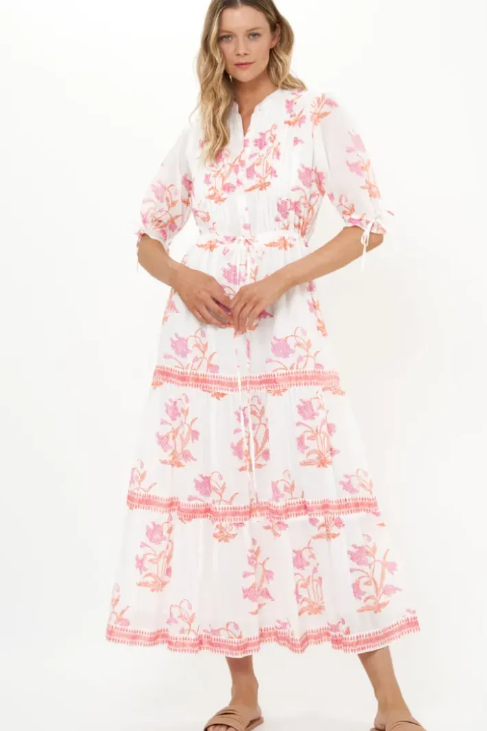 Hot Cinched Pintuck Maxi- Ostuni Coral Maxis|Dresses