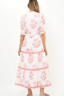 Hot Cinched Pintuck Maxi- Ostuni Coral Maxis|Dresses