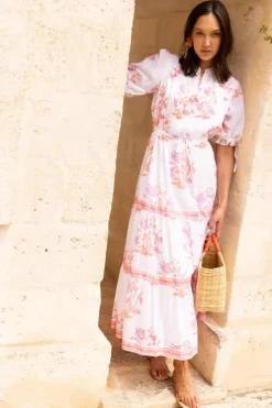 Hot Cinched Pintuck Maxi- Ostuni Coral Maxis|Dresses