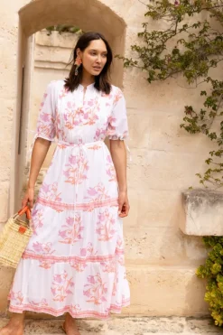 Hot Cinched Pintuck Maxi- Ostuni Coral Maxis|Dresses