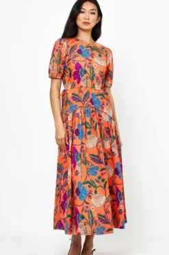 Outlet Cinched Waist Puff Maxi- Turin Red Maxis
