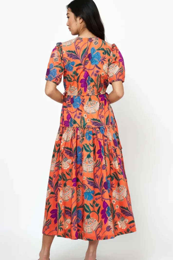 Outlet Cinched Waist Puff Maxi- Turin Red Maxis