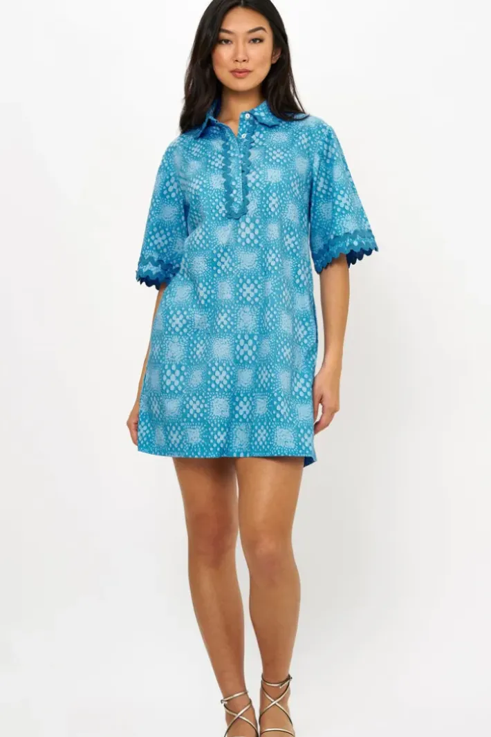 Discount Collared Shirt Dress Mini- Matrix Blue Short & Mini Dresses