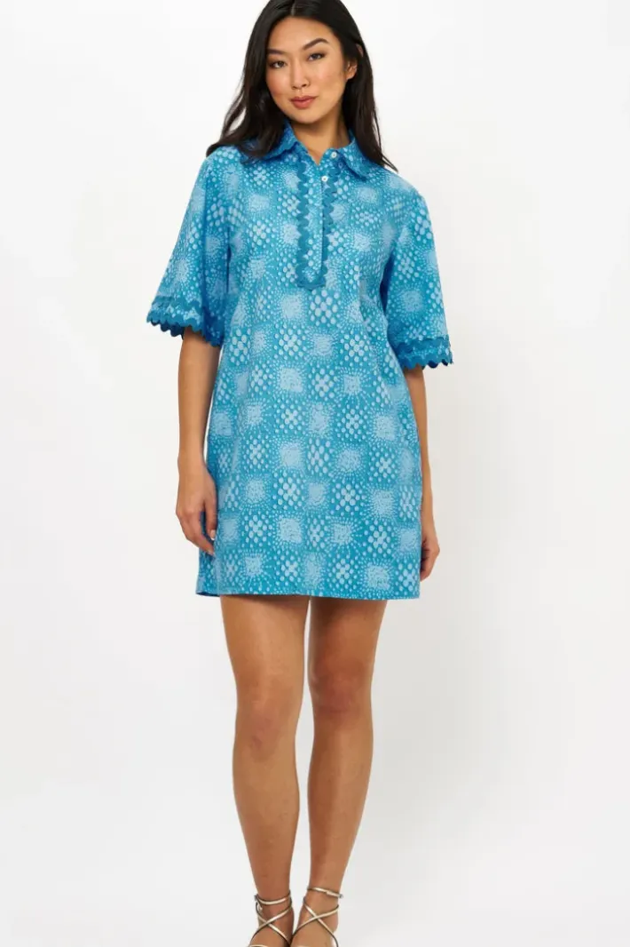 Discount Collared Shirt Dress Mini- Matrix Blue Short & Mini Dresses