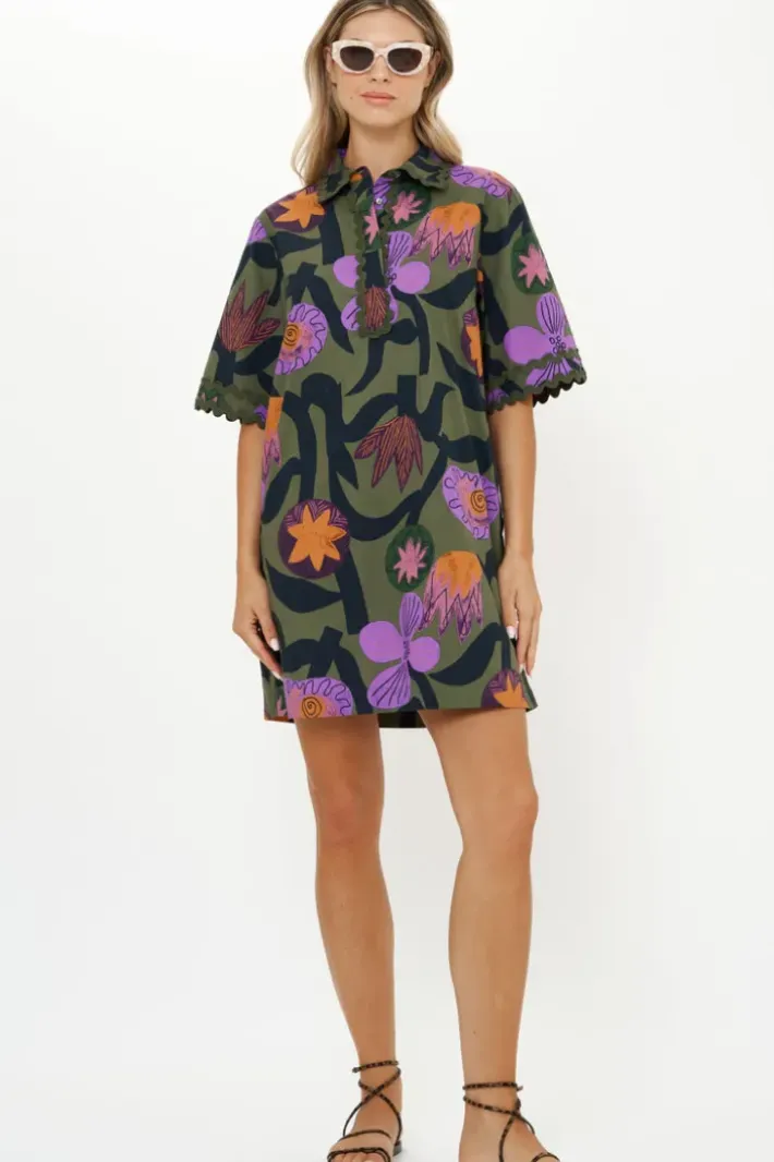 Outlet Collared Shirt Dress Mini- Bergen Olive Short & Mini Dresses|Dresses