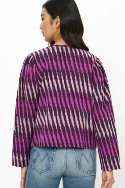 Online Crew Neck Jacket- Ikat Purple Tops|Outerwear
