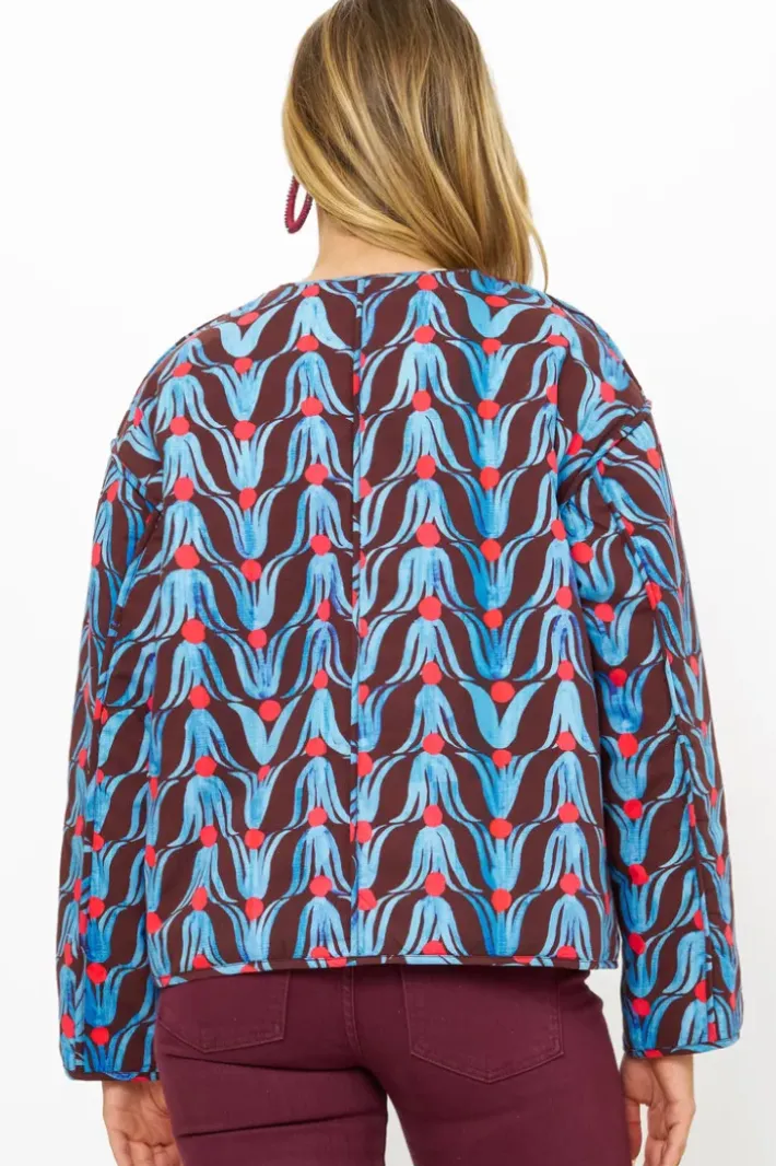 Clearance Crewneck Puffer- Tulip Red Outerwear|Tops