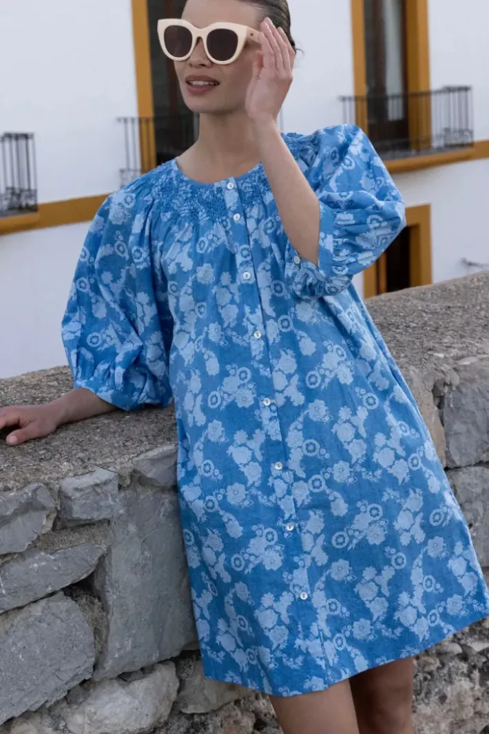 Outlet Embroidered Button Mini- Pretoria Navy Short & Mini Dresses|Dresses