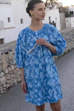 Outlet Embroidered Button Mini- Pretoria Navy Short & Mini Dresses|Dresses