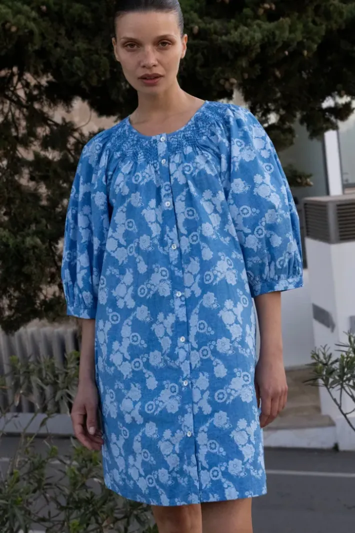 Outlet Embroidered Button Mini- Pretoria Navy Short & Mini Dresses|Dresses