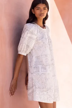 Embroidered Button Mini- Roma White Short & Mini Dresses|Dresses
