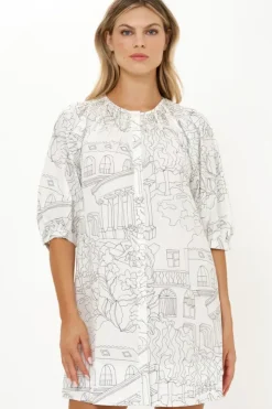 Embroidered Button Mini- Roma White Short & Mini Dresses|Dresses