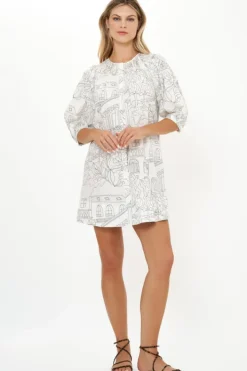 Embroidered Button Mini- Roma White Short & Mini Dresses|Dresses