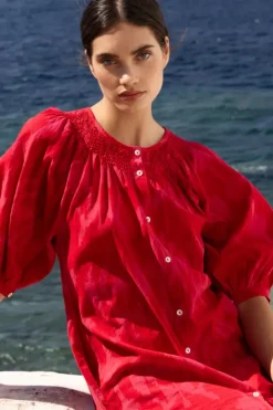 Embroidered Button Mini- Tashkent Red Short & Mini Dresses|Dresses