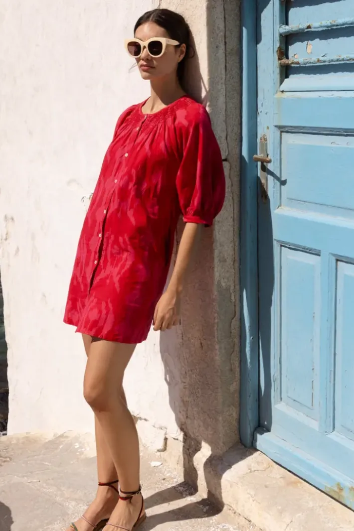 Embroidered Button Mini- Tashkent Red Short & Mini Dresses|Dresses