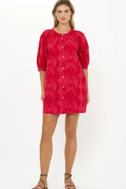 Embroidered Button Mini- Tashkent Red Short & Mini Dresses|Dresses