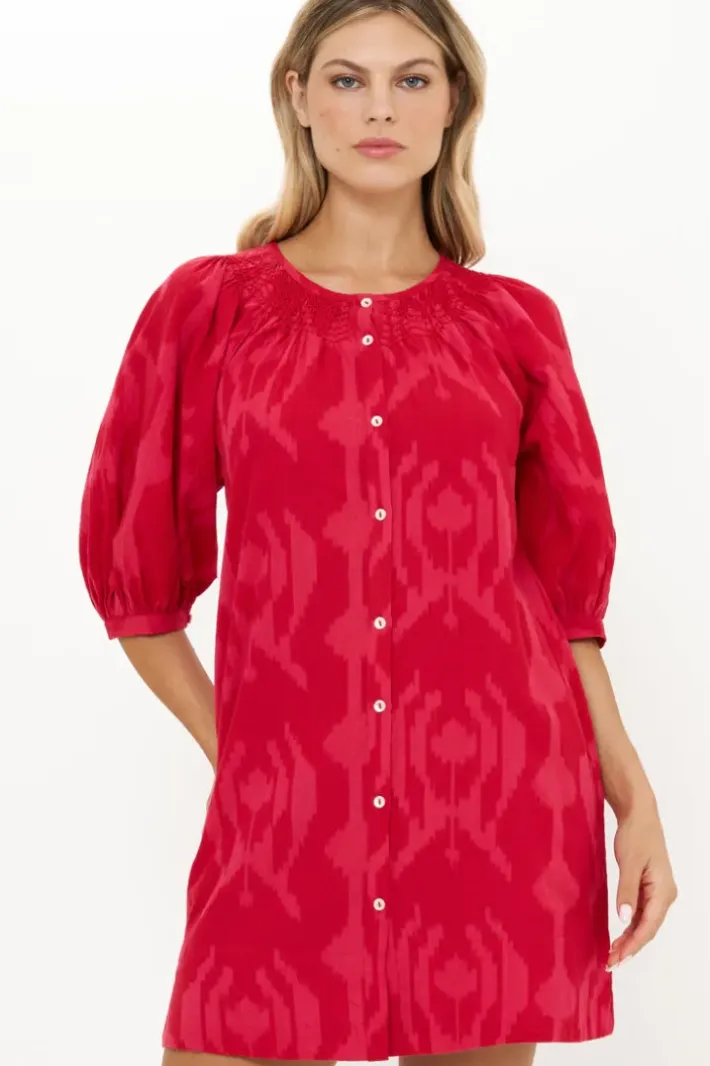 Embroidered Button Mini- Tashkent Red Short & Mini Dresses|Dresses