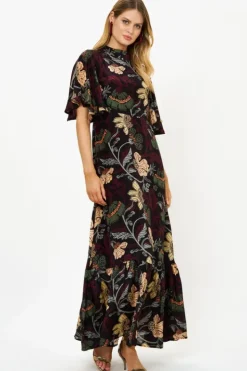 Outlet Flirty Mock Neck Maxi- Turin Wine Maxis