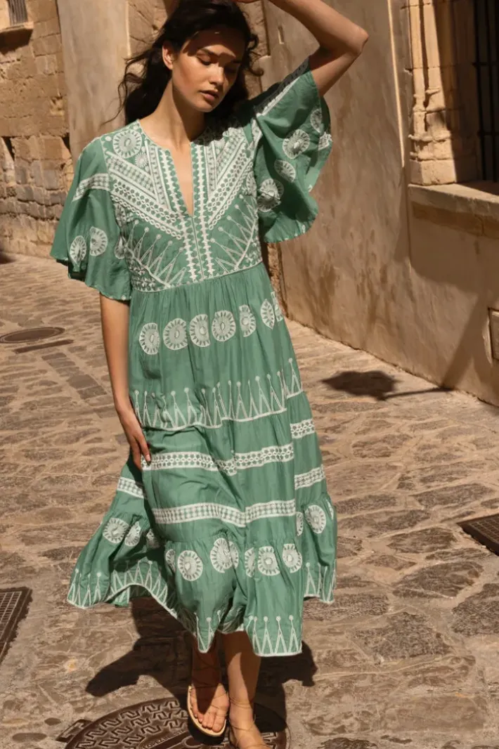 Online Flirty V-Neck Maxi- Soleil Sage Maxis|Dresses
