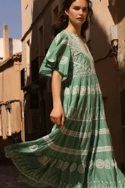 Online Flirty V-Neck Maxi- Soleil Sage Maxis|Dresses