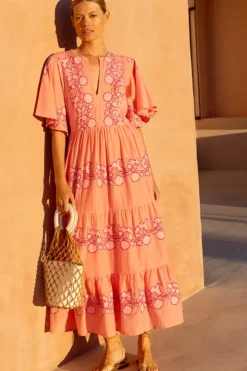 Outlet Flirty V-Neck Maxi- Tangier Pink Dresses|Maxis