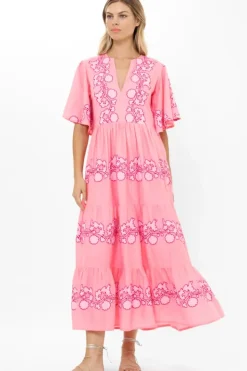 Outlet Flirty V-Neck Maxi- Tangier Pink Dresses|Maxis