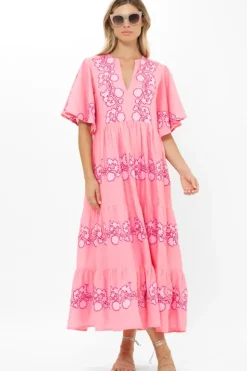 Outlet Flirty V-Neck Maxi- Tangier Pink Dresses|Maxis