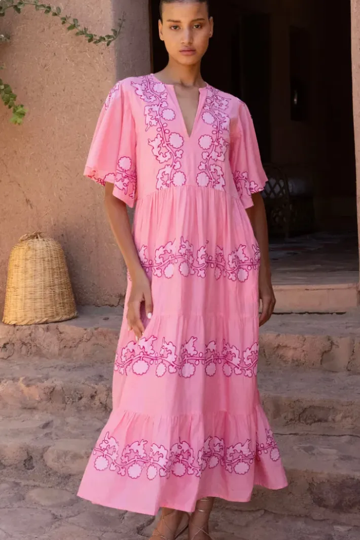 Outlet Flirty V-Neck Maxi- Tangier Pink Dresses|Maxis