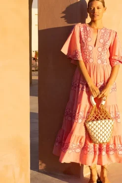 Outlet Flirty V-Neck Maxi- Tangier Pink Dresses|Maxis