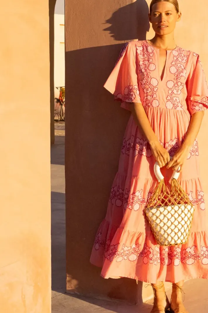Outlet Flirty V-Neck Maxi- Tangier Pink Dresses|Maxis