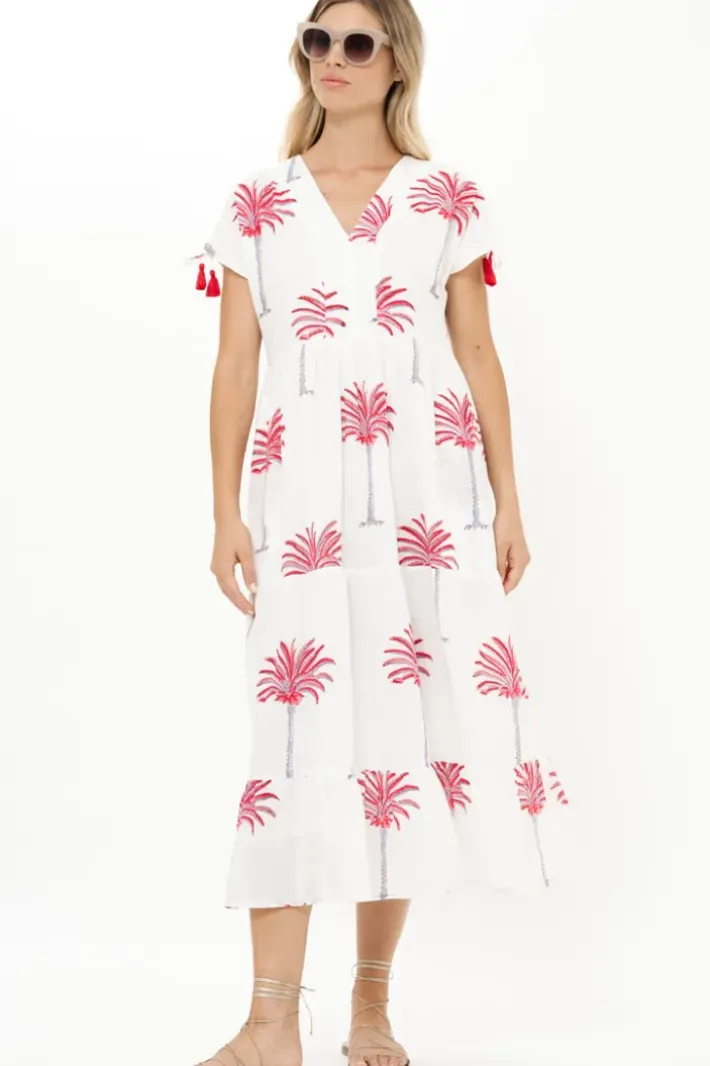 New Kaftan Midi- Canary Coral Dresses
