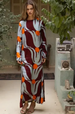 Best Long Sleeve Shift Maxi- Tulip Orange Maxis