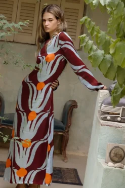 Best Long Sleeve Shift Maxi- Tulip Orange Maxis