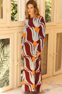 Best Long Sleeve Shift Maxi- Tulip Orange Maxis