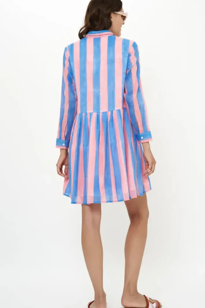 Long Sleeve Shirt Dress Mini- Cabana Pink Short & Mini Dresses|Dresses