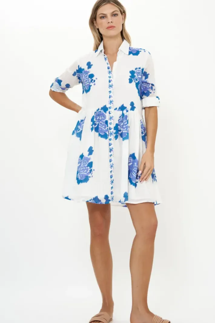 New Long Sleeve Shirt Dress Mini- Portofino Blue Short & Mini Dresses|Dresses