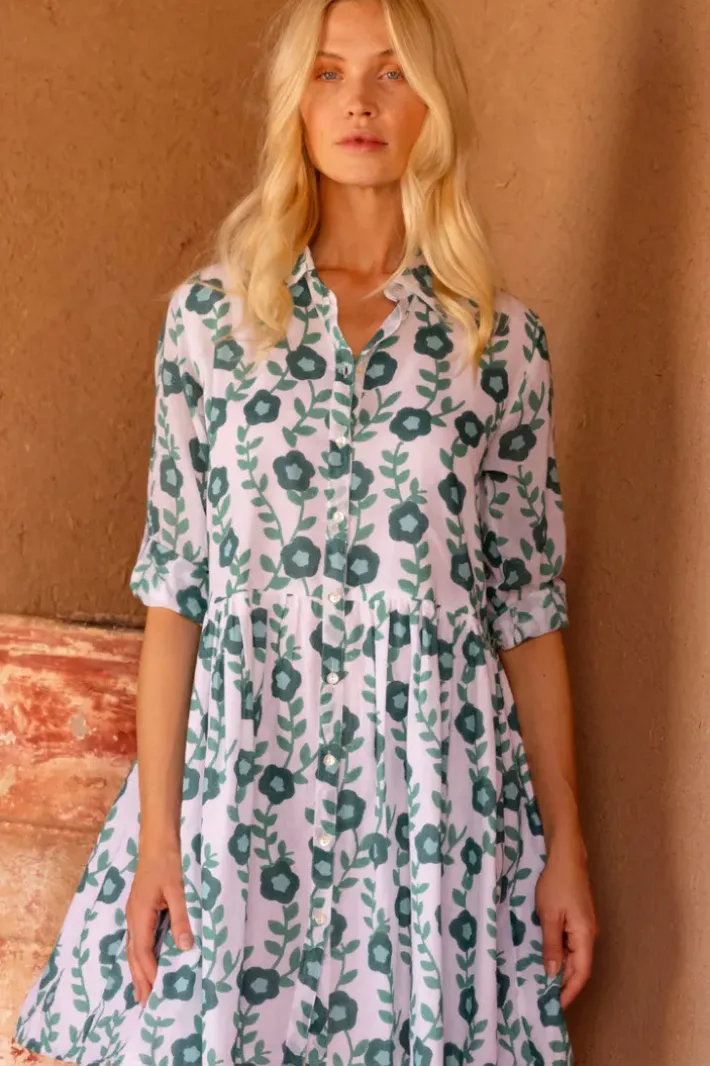 Best Long Sleeve Shirt Dress Mini- Toscana Green Short & Mini Dresses|Dresses