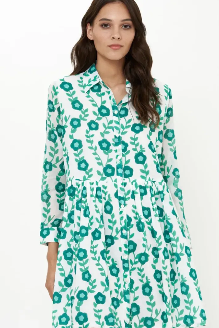 Best Long Sleeve Shirt Dress Mini- Toscana Green Short & Mini Dresses|Dresses