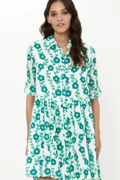 Best Long Sleeve Shirt Dress Mini- Toscana Green Short & Mini Dresses|Dresses