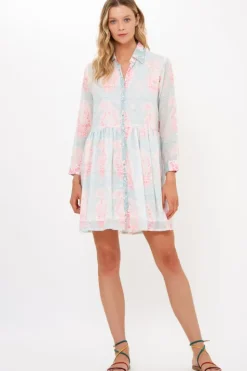 Long Sleeve Shirt Dress Mini- Samode Green Short & Mini Dresses|Dresses