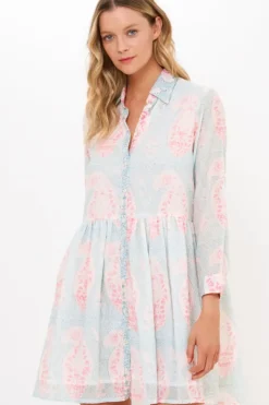 Long Sleeve Shirt Dress Mini- Samode Green Short & Mini Dresses|Dresses