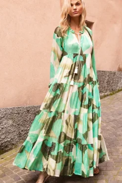 Hot Long Sleeve Tassel Maxi- Ginkgo Green Maxis|Dresses