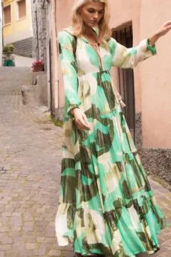 Hot Long Sleeve Tassel Maxi- Ginkgo Green Maxis|Dresses