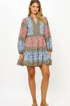 Hot Long Sleeve Yoke Dress- Sultan Black Short & Mini Dresses